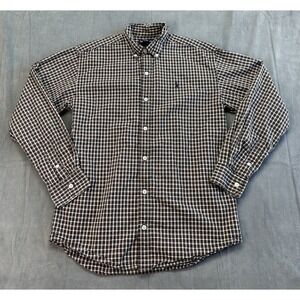 Ralph Lauren Long Sleeve Classic Button Down Shirt Black Red Plaid Boys Large
